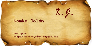 Komka Jolán névjegykártya