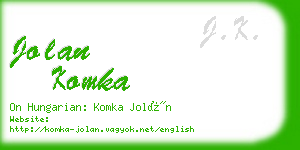 jolan komka business card